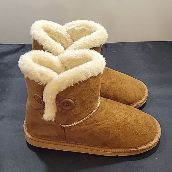 BRAND NEW JUST BE LADIES COG FAUX SUEDE ROUND TOE FAUX FUR WOMEN"S BOOTIES - Picture 6 of 13